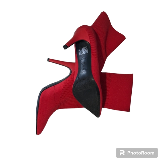 Brash Sock Boots, Stiletto Heel, Red, Size 8. - Picture 9 of 10